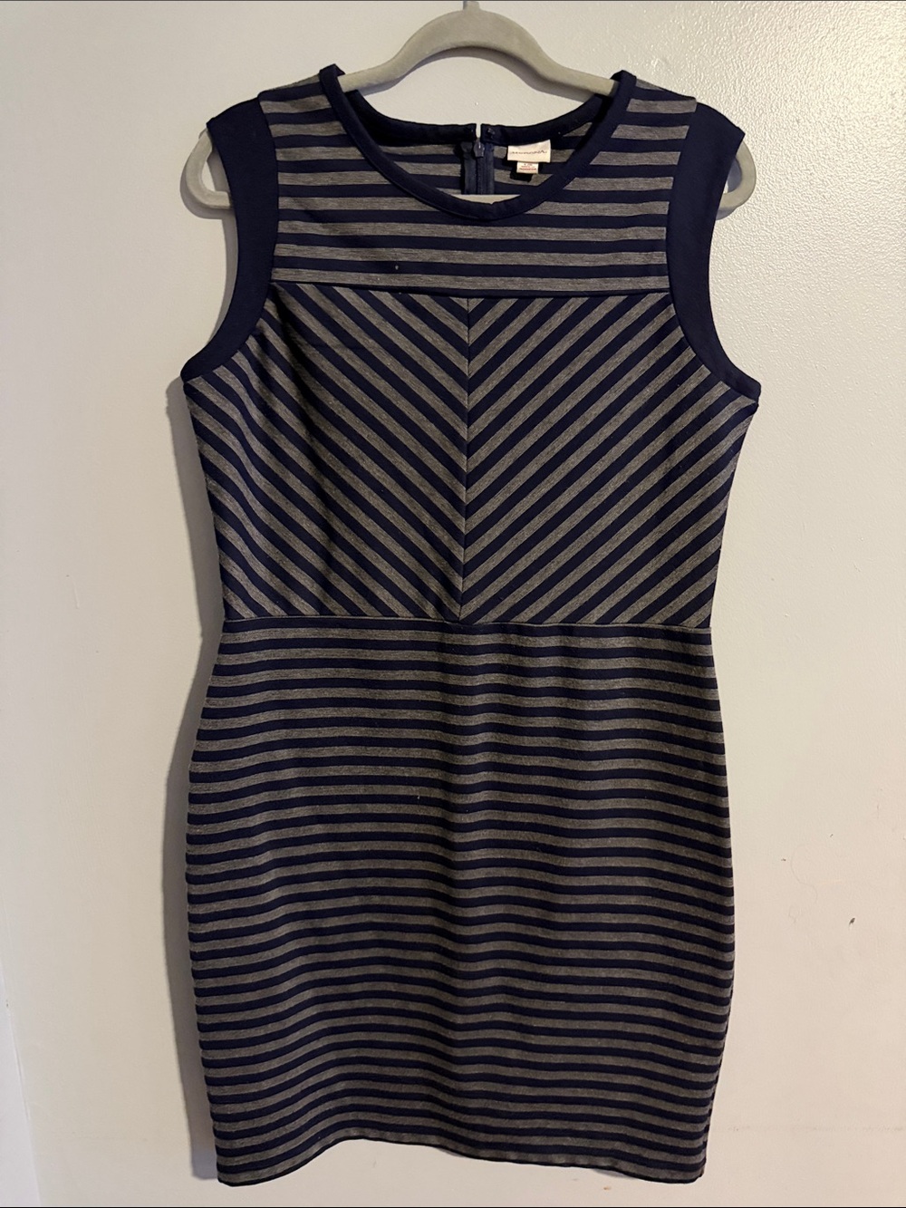 Merona Navy and Gray Striped Sleeveless Sheath Dress